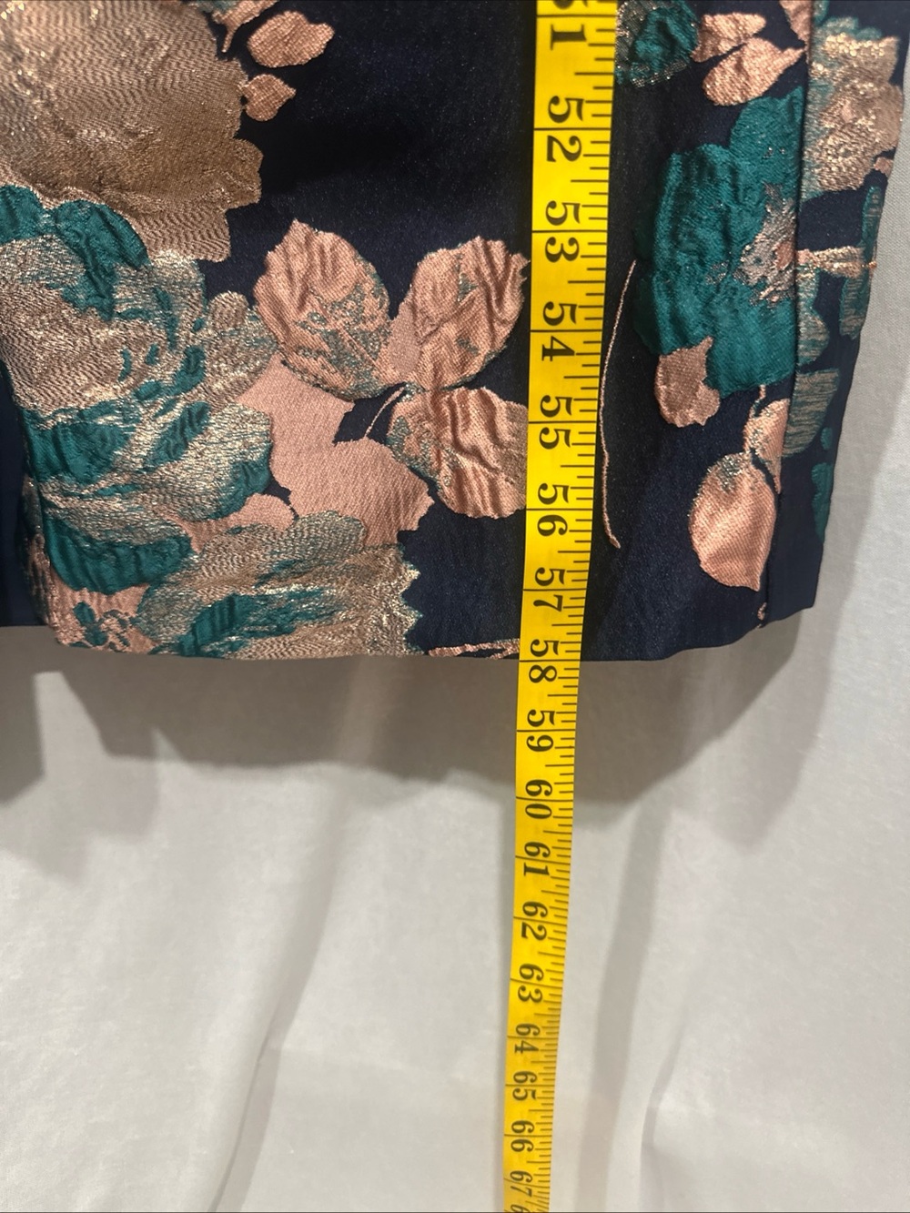 NWT $318 Kay Unger [ 6 ] Floral Jacquard Catrina 3D Bow‎ Gown Navy ApricotBlue - Picture 8 of 15